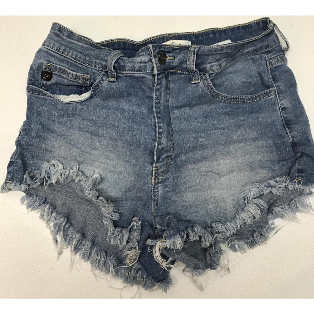 KanCan Denim Shorts Womens Junior 9/28 Blue Cutoff Frayed Hem Distressed KC6033L